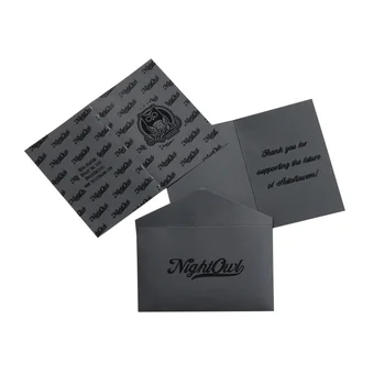 Vlastné UV tlač black obálky s logom konečná úprava matný čierny ďakujem karty obálky vizitku