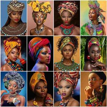 HUACAN 3D Diamond Maľovanie Africkej Ženy Plné Námestie Nový Príchod Diamond Výšivky Portrét Mozaiky Vyšívanie, Dekor Pre Domáce