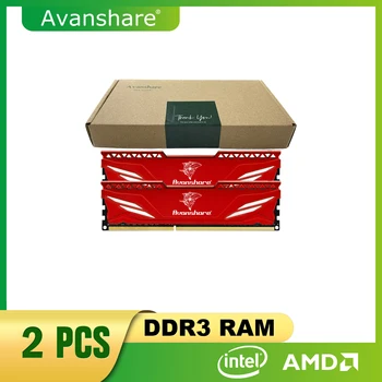 Avanshare Radiater Ploche Memoria DDR3 4GB 8GB 1600MHz 1300MHz Červená Chladič pamäte RAM Pre Intel a AMD Doska sa Všetky Kompatibilné