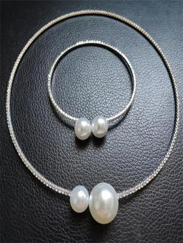 Imitácia Perly diamond-pokrytej otvorený golier náhrdelník náramok dvoch-dielny oblek