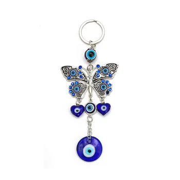 Turecký Modré korálky Drahokamu Motýľ Four-leaf Trávy Lucky Charms Stene Visí Prívesok Keychain