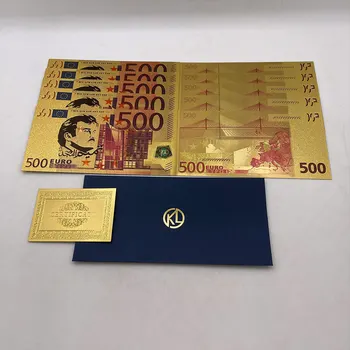 10pcs/veľa farebné Katar 500 Euro Zlatá farba Bankoviek Na zber a dary
