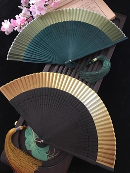 Edo Japonský Štýl Japonský Štýl Skladania Ventilátor Kimono Ventilátor Reálne Hodváb Fanynka Malý Kvet Vyrezávané Gradient Prázdne Ventilátor Zlatý
